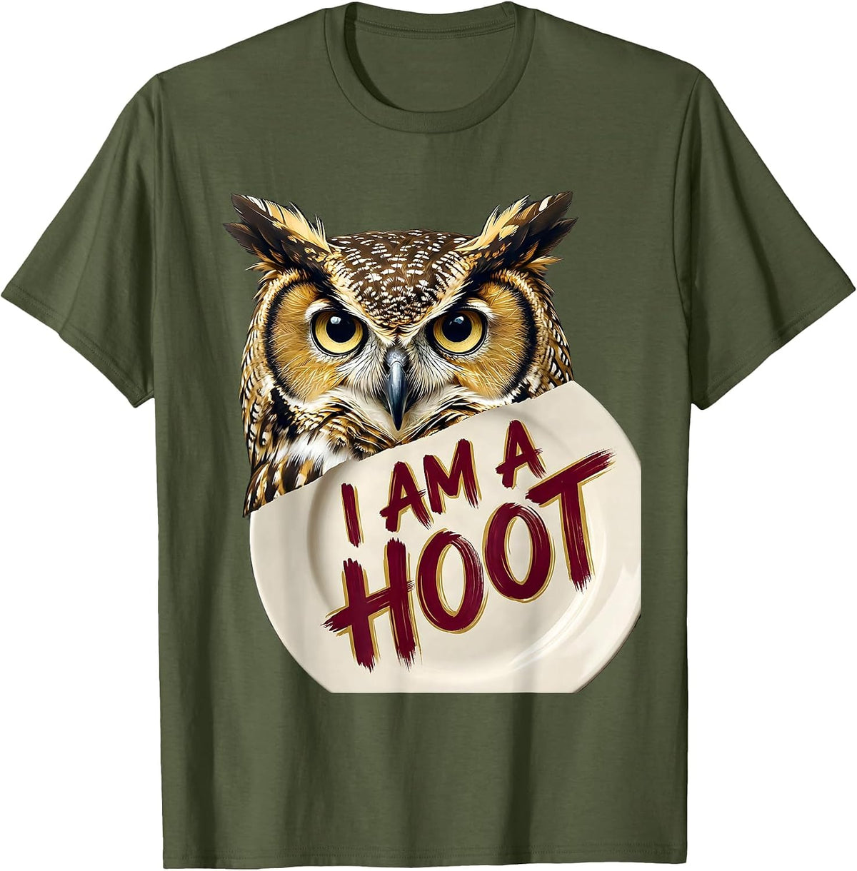 Men's I Am A Hoot Funny Owl Lover Birdwatcher Humor Vintage T-Shirt - Olive Green