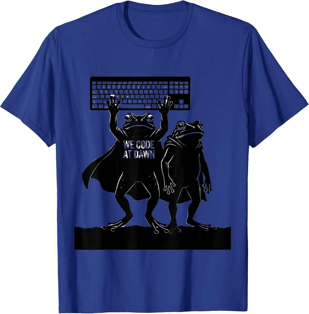Men's We Code At Dawn Funny Teacher Frog Back to School T-Shirt - Royal Blue