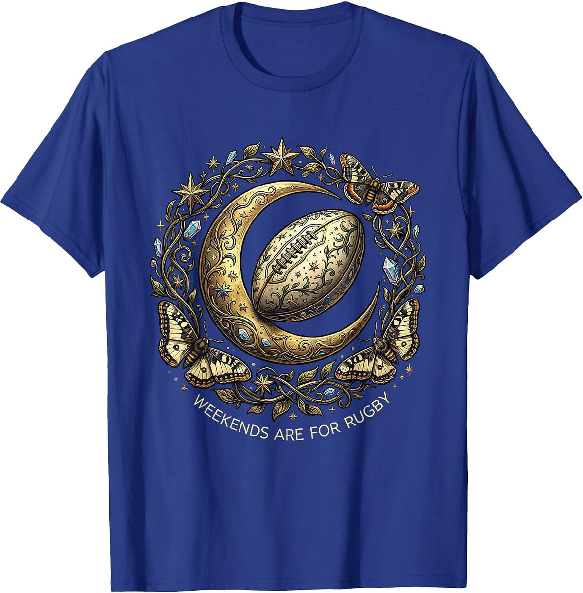 Weekends Are For Rugby Graphic Design T-Shirt - Royal Blue