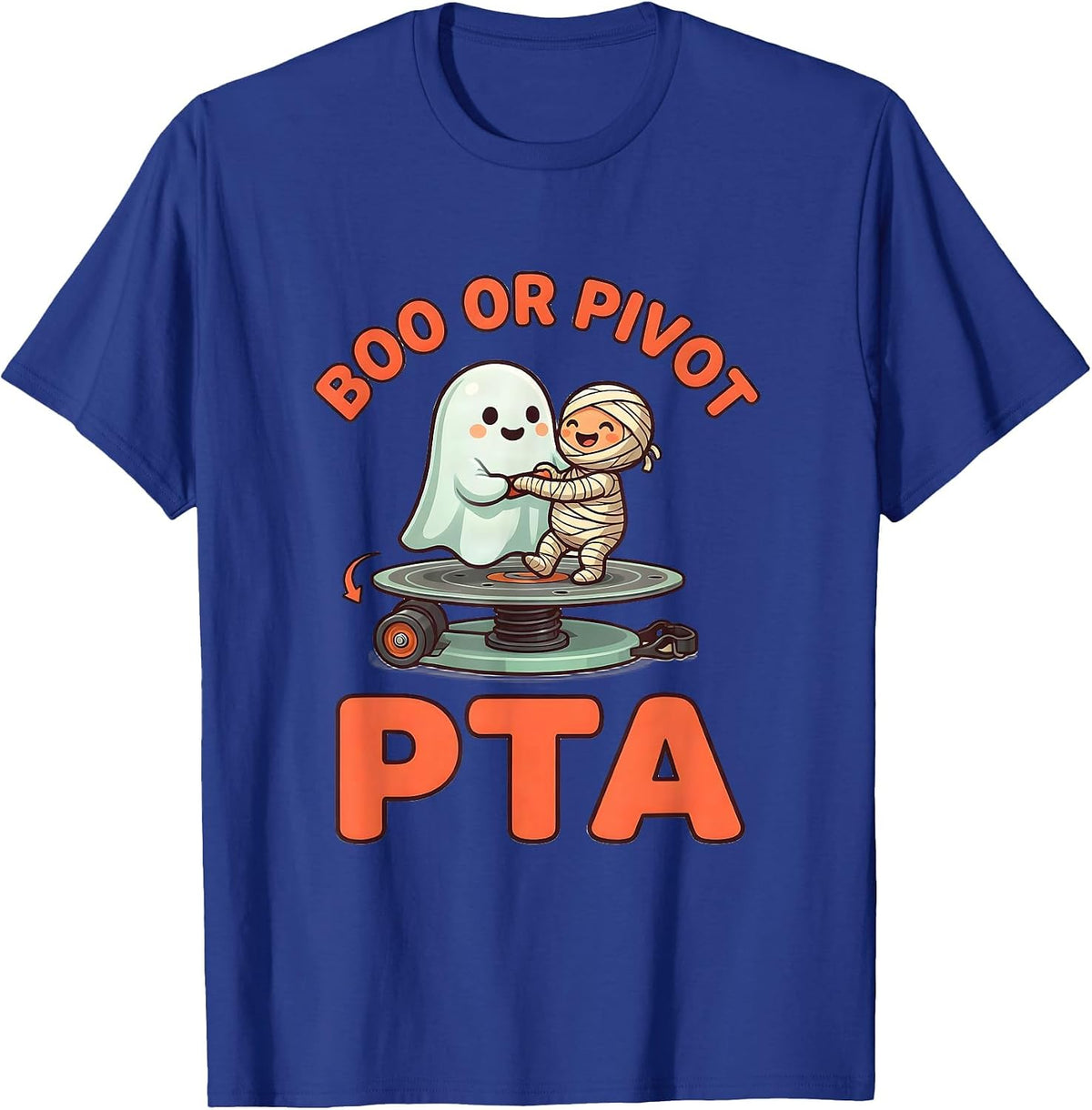 Men's Boo Or Pivot PTA Cute Kawaii Halloween Rehab Therapy Team T-Shirt - Royal Blue