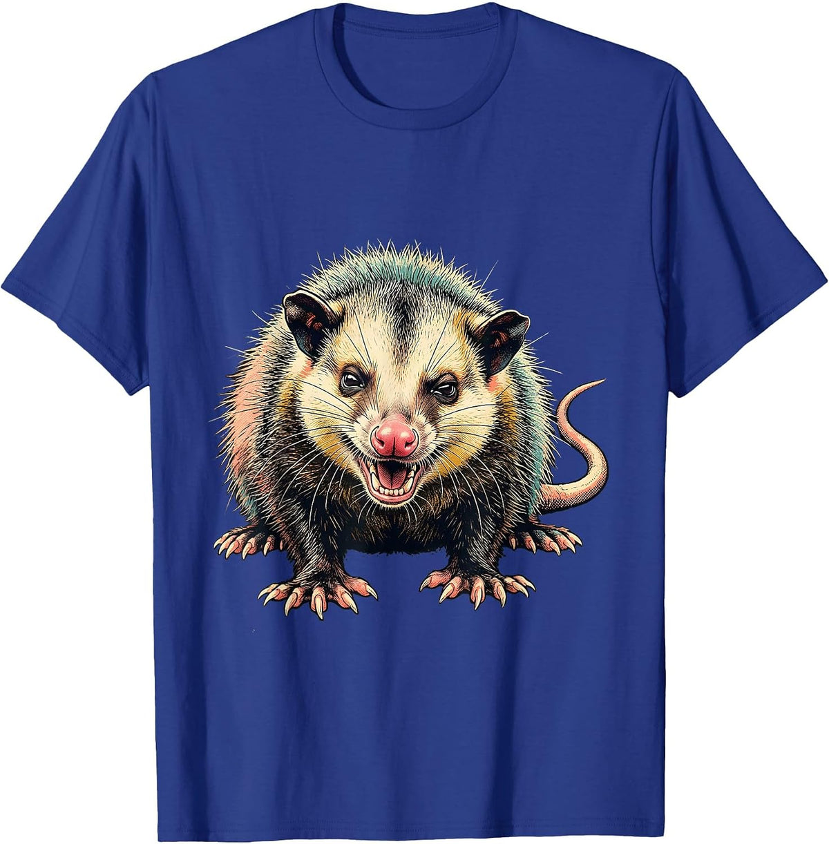 Men's Low Sprawled Opossum Funny Animal Meme Humor T-Shirt - Royal Blue