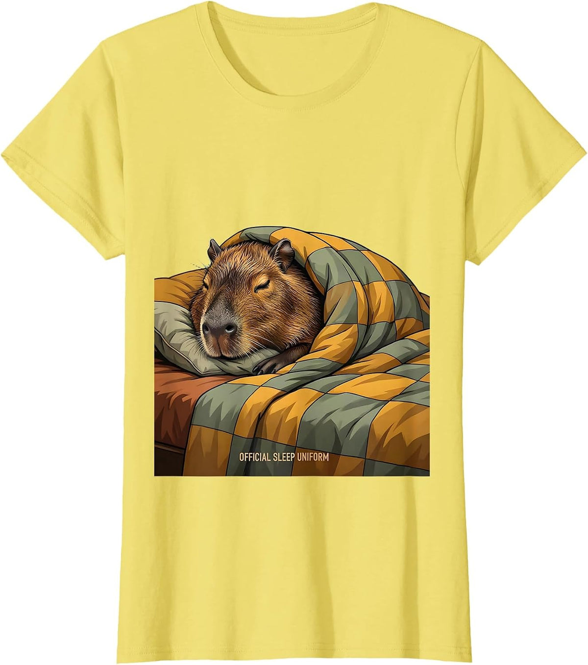 Official Sleep Uniform Cute Capybara Animal Sleepwear Humor T-Shirt - Lemon Yellow