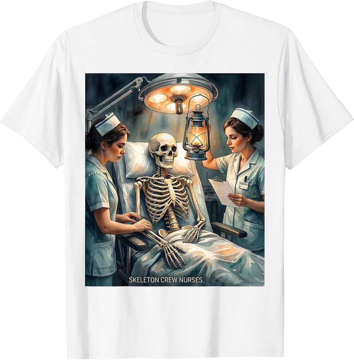 Men's Skeleton Crew Nurses Funny Halloween Nurse Crew Humor T-Shirt - White