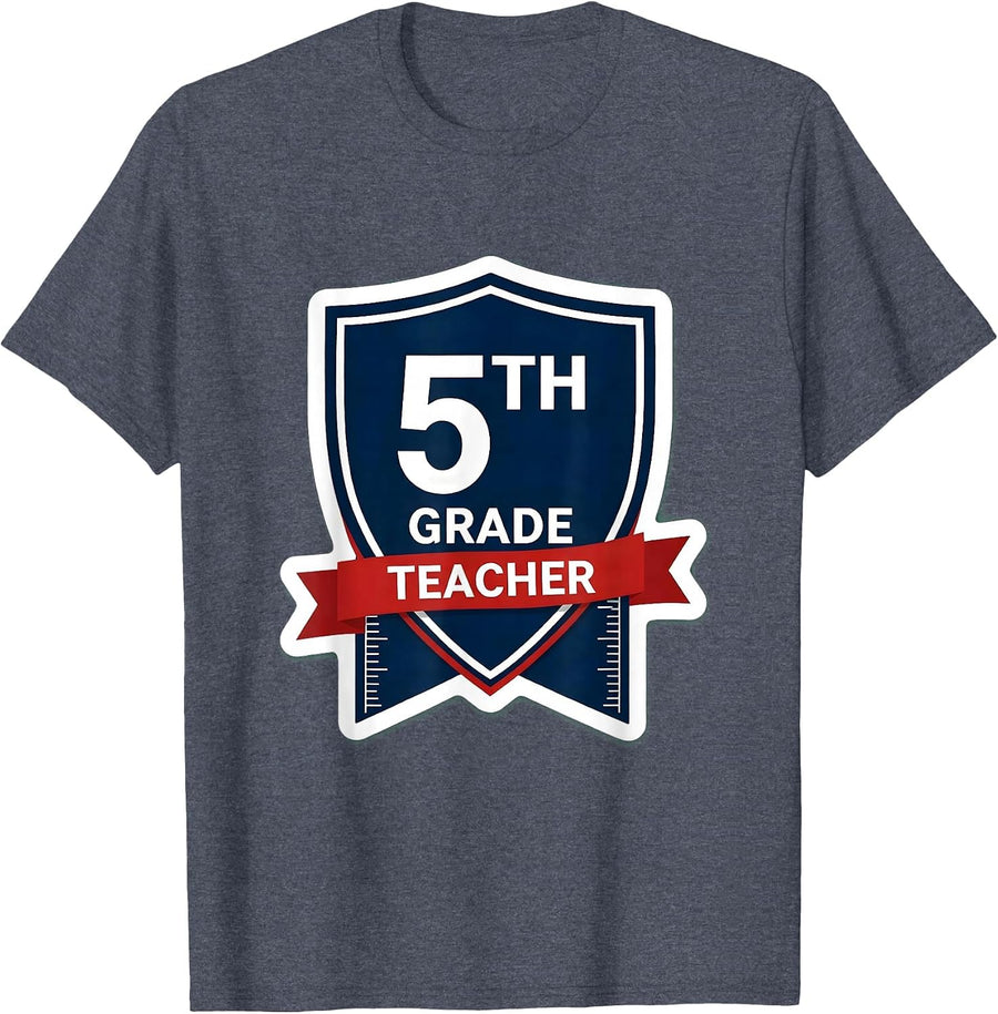 Fifth Grade Teacher Playful Milestone Back-to-School T-Shirt - Heather Blue