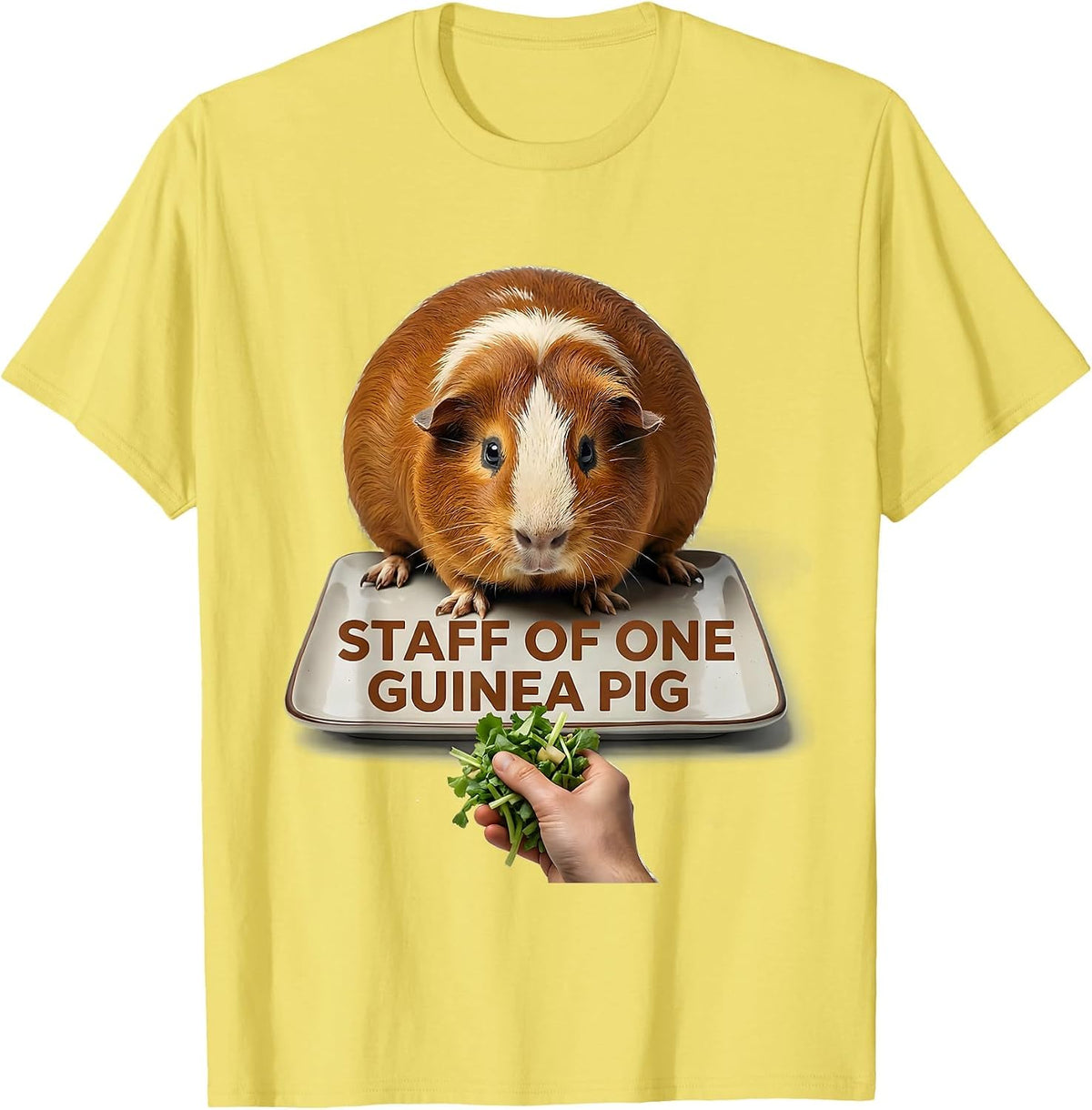 Men's Staff Of One Guinea Pig Funny Pet Lover Humor T-Shirt - Lemon Yellow