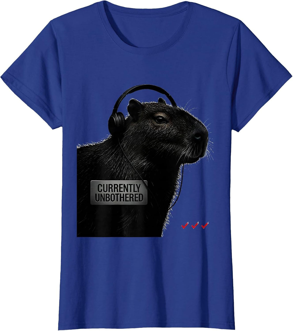 Women's Currently Unbothered Funny Capybara Gamer Meme Humor T-Shirt - Royal Blue