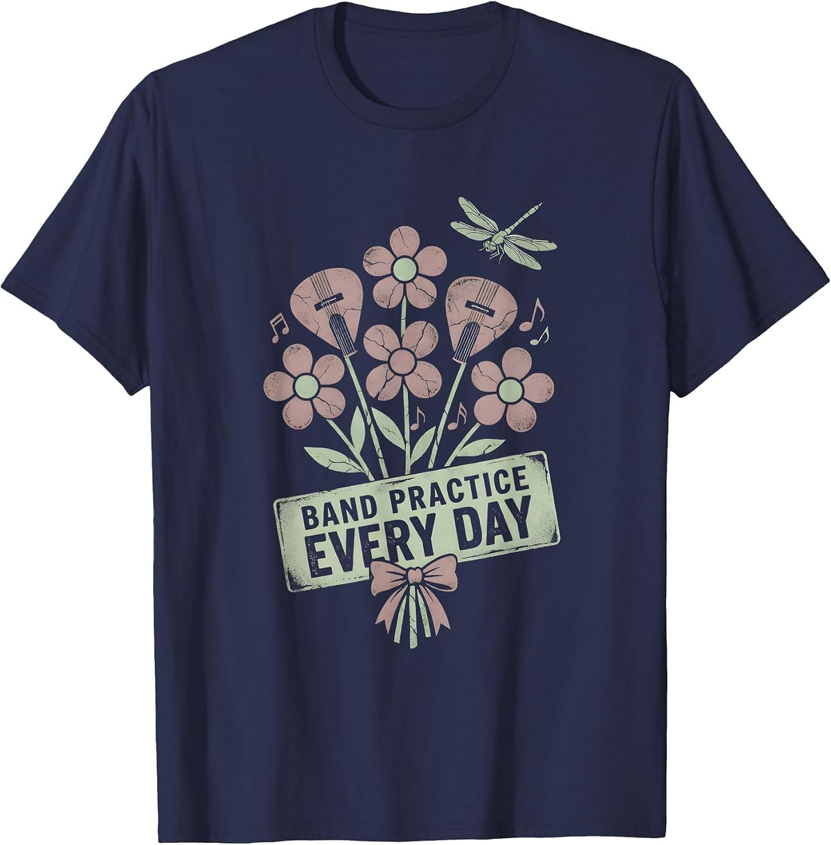 Band Practice Every Day Musician Design T-Shirt - Navy Blue
