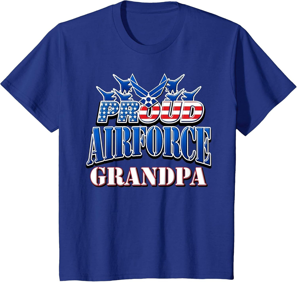 Proud Air Force Grandpa Shirt Grandparents Day USA Military T-Shirt - Royal Blue
