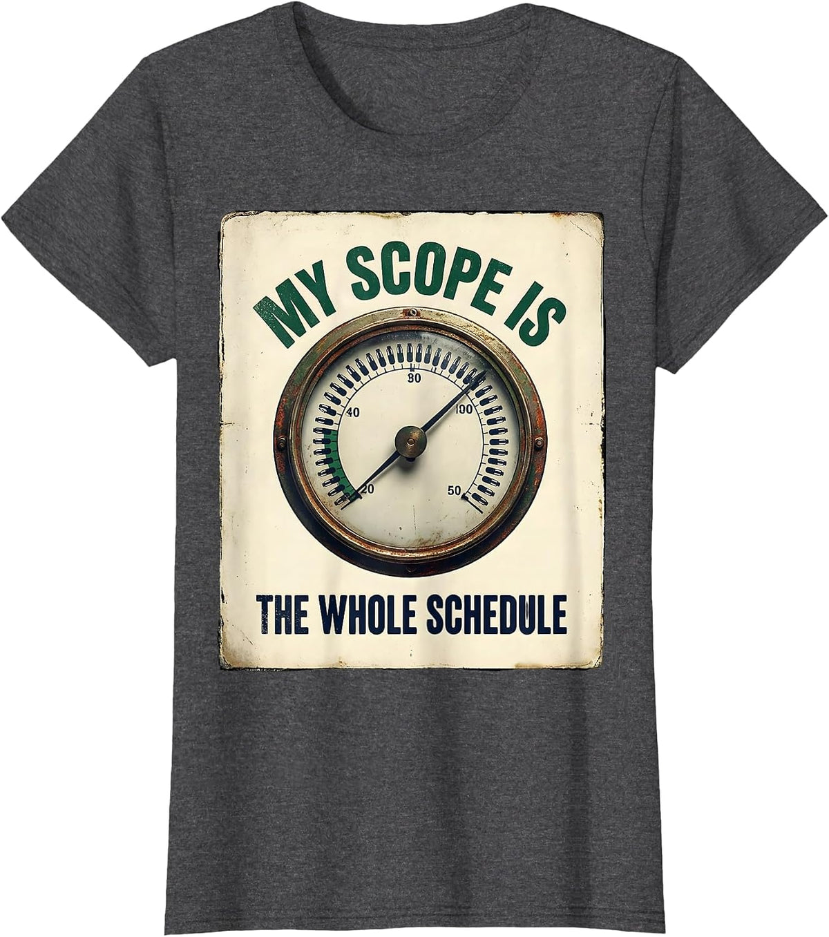 Women's My Scope Is The Whole Schedule Vintage Pharmacy Technician T-Shirt - Dark Heather Grey