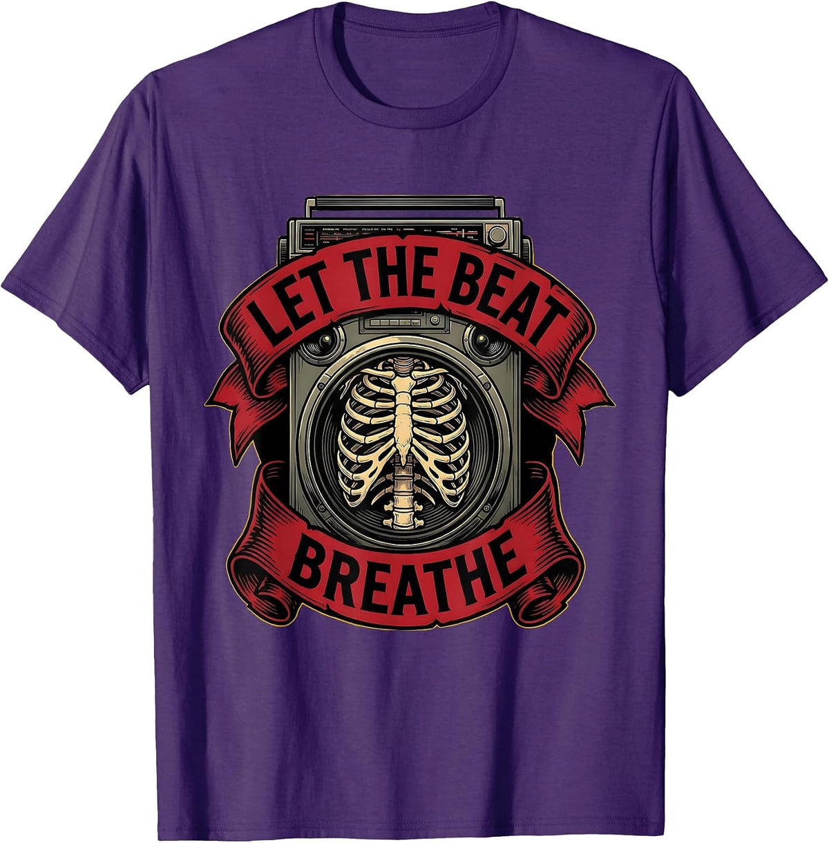 Let the Beat Breathe Hip Hop Music Design T-Shirt - Purple