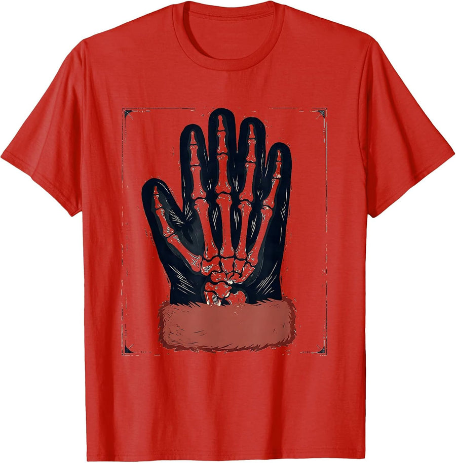 Men's Radiographic Mitten Linocut Christmas Radiology Tech Humor T-Shirt - Red