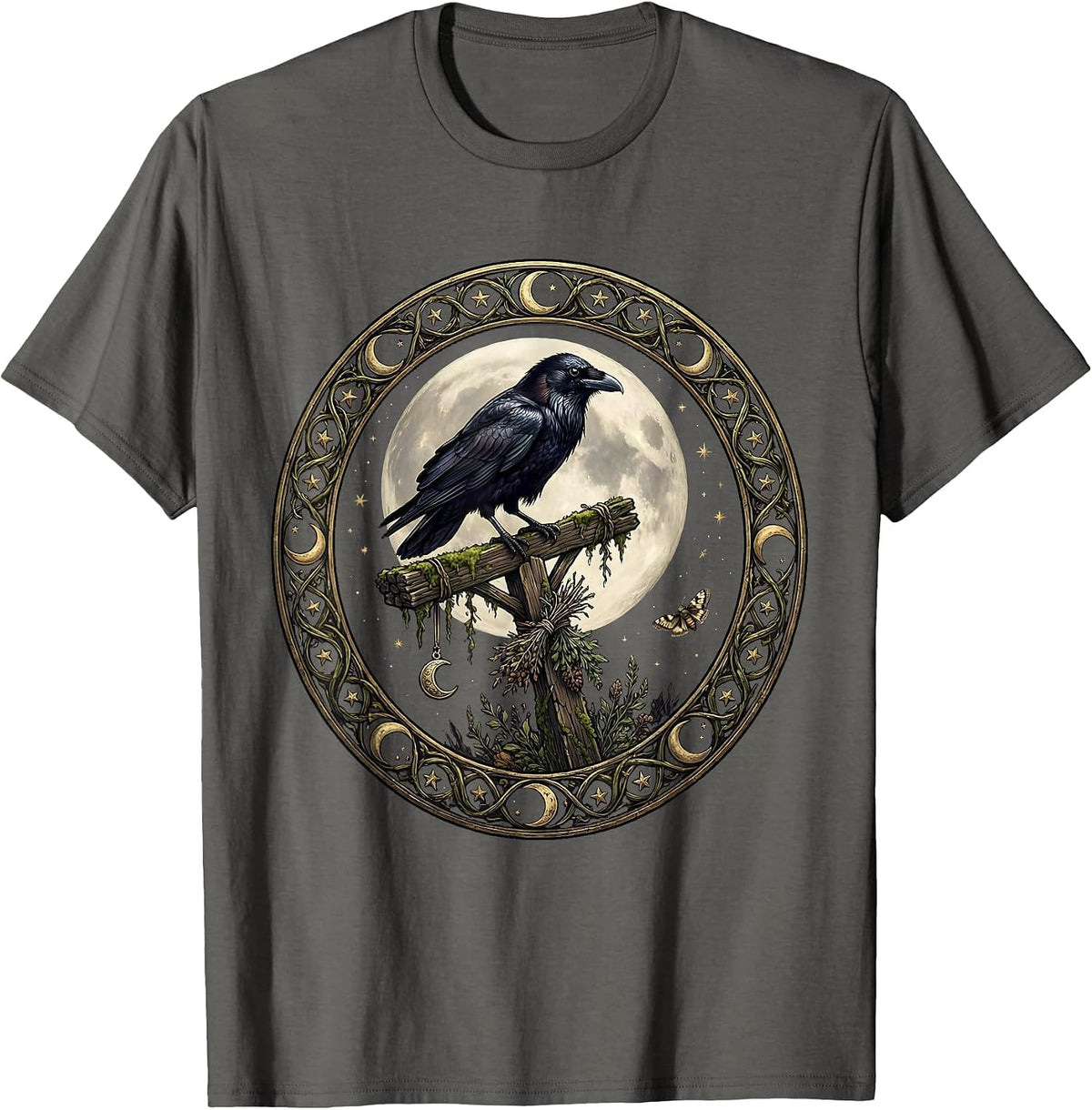 Men's 1692 They Missed One Raven on Gallows Design T-Shirt - Asphalt Grey
