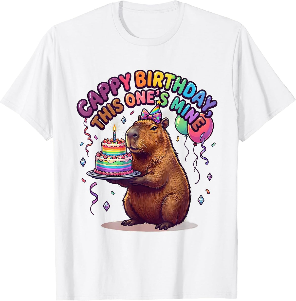 Men's Cappy Birthday This One’s Mine Cute Kawaii Capybara Kids T-Shirt - White