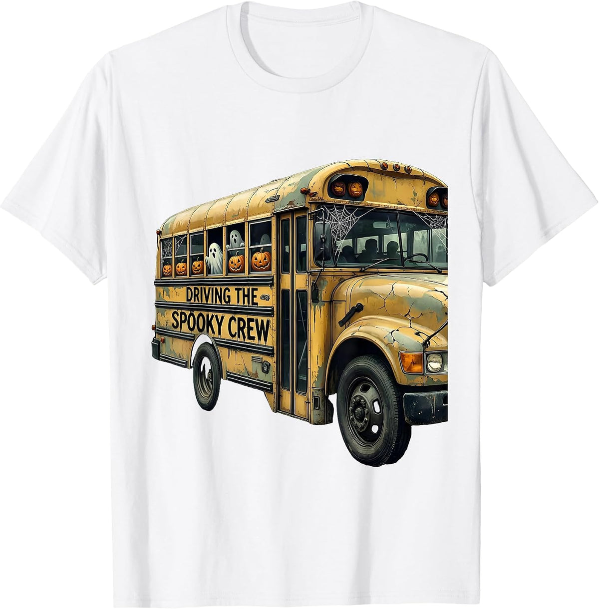 Men's Boo Crew Bus Driver Halloween Design T-Shirt - White