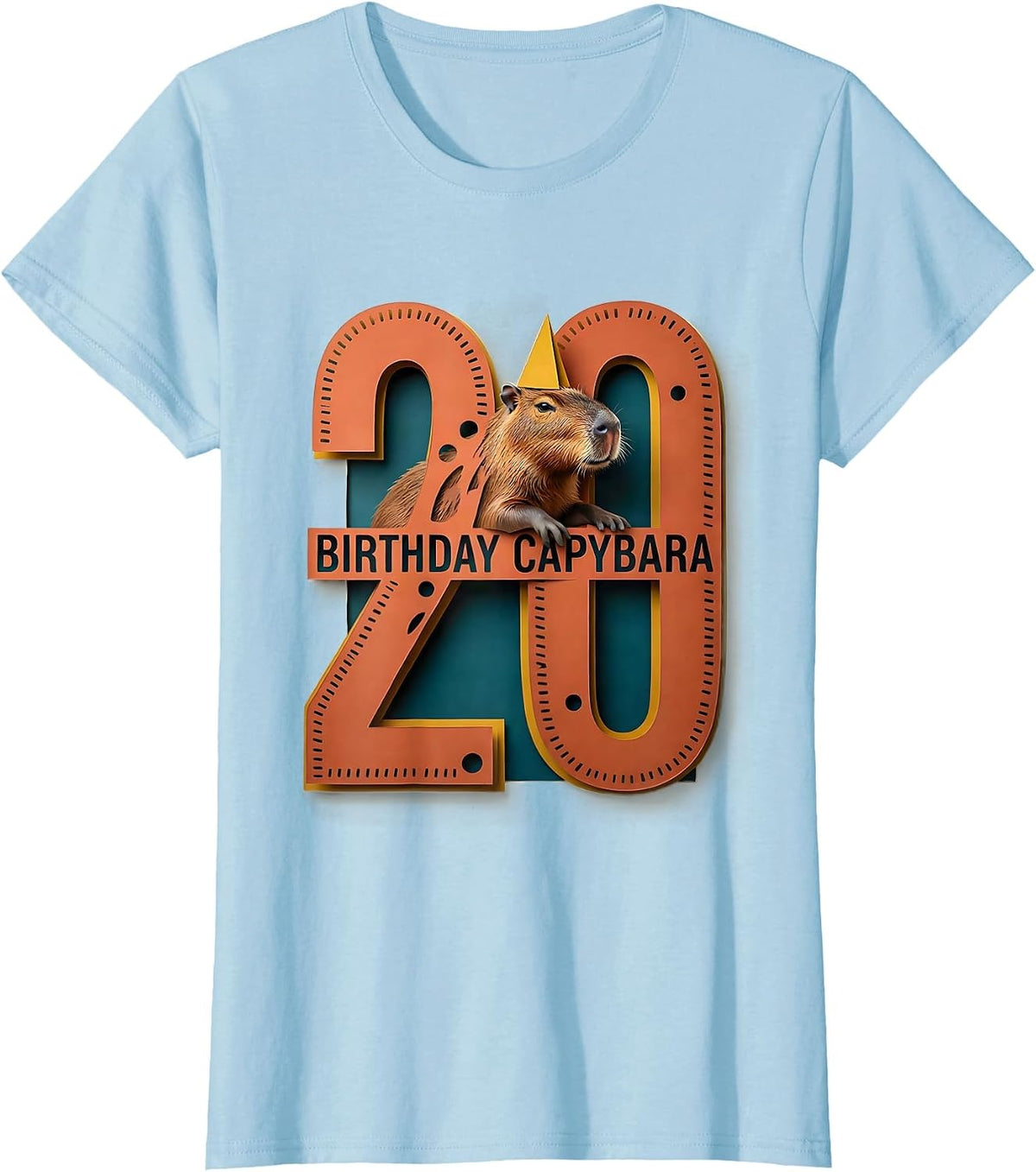 Women's Birthday Capybara Age 20 Funny Animal Meme Birthday Gift T-Shirt - Baby Blue
