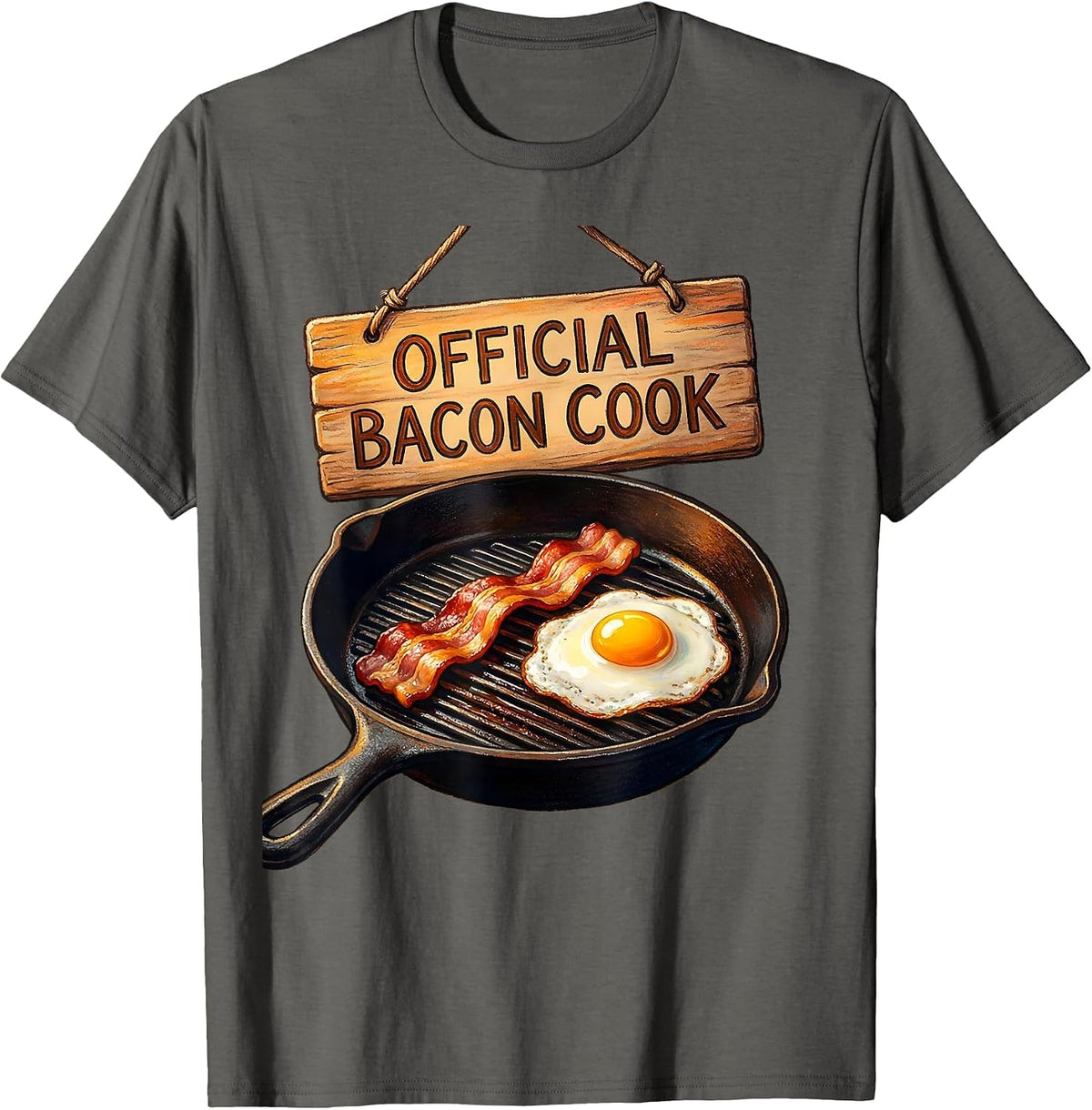 Official Bacon Cook Funny Bacon Lover Breakfast Humor T-Shirt - Asphalt Grey