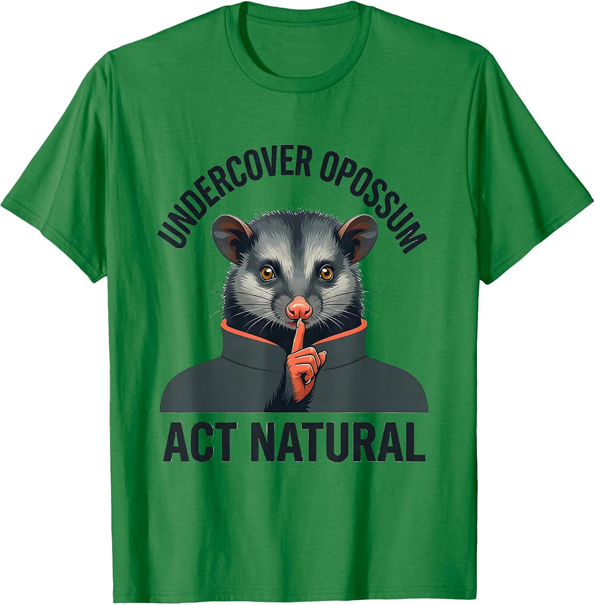 Men's Undercover Opossum Act Natural Funny Halloween Costume T-Shirt - Kelly Green