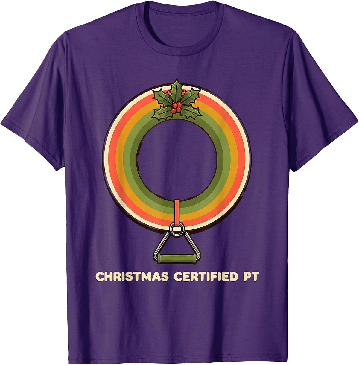 Men's Christmas Certified PT Retro Funny Physical Therapist T-Shirt - Purple