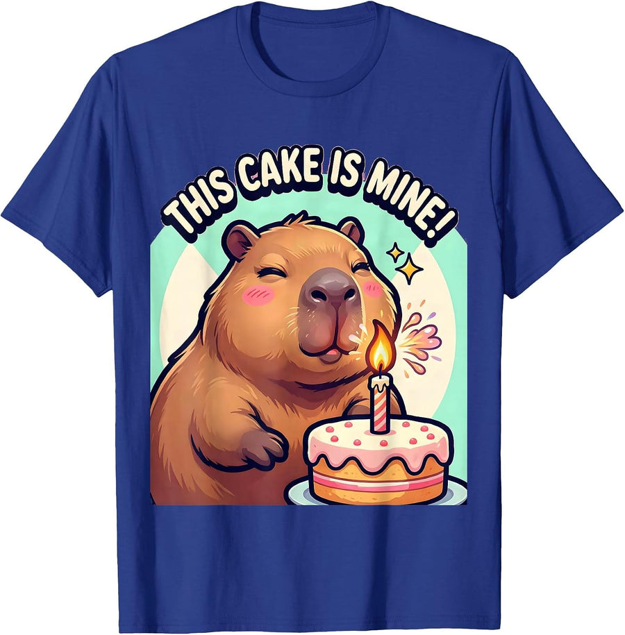 This Cake Is Mine! Cute Kawaii Capybara Kids Birthday Party T-Shirt - Royal Blue