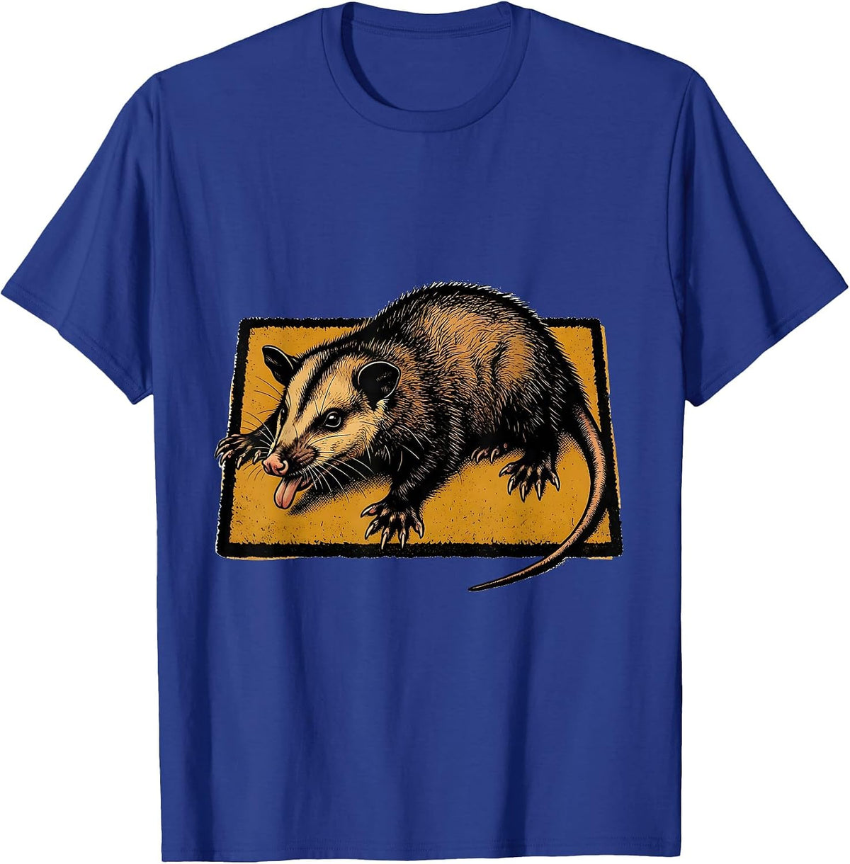 Men's Limp Opossum Screenprint Absurdist Humor T-Shirt - Royal Blue