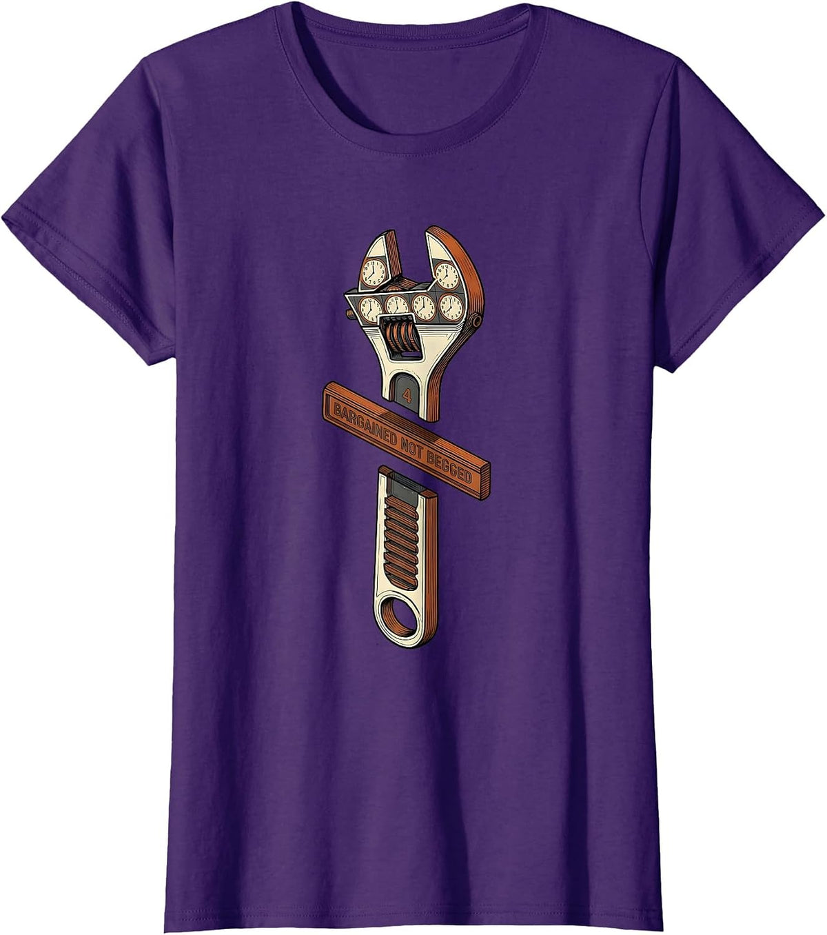 Women's Bargained, Not Begged Union Strong Labor Day Skilled Worker T-Shirt - Purple