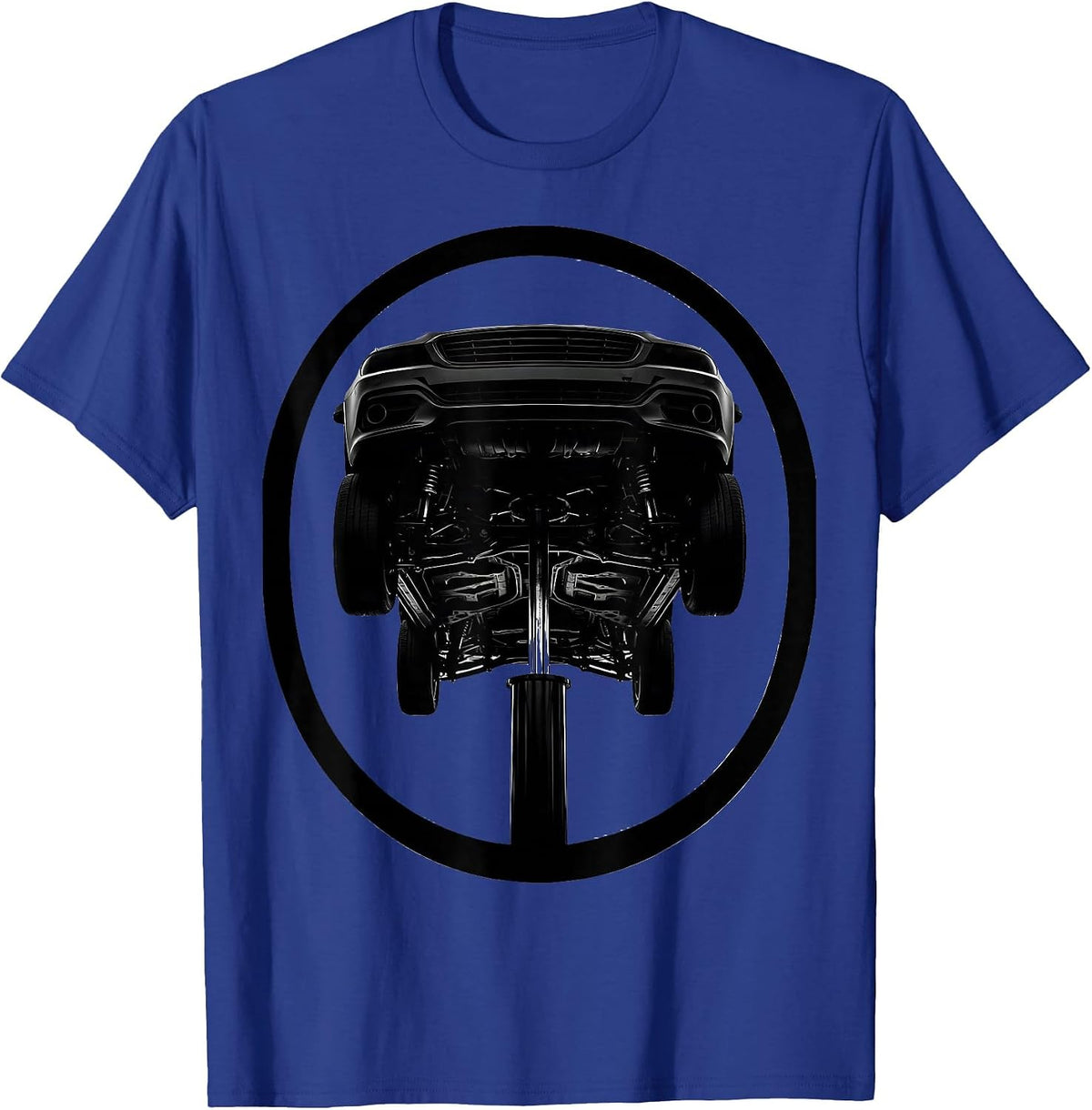 Men's Mechanic Car Hydraulic Jack Lift Illustration T-Shirt - Royal Blue