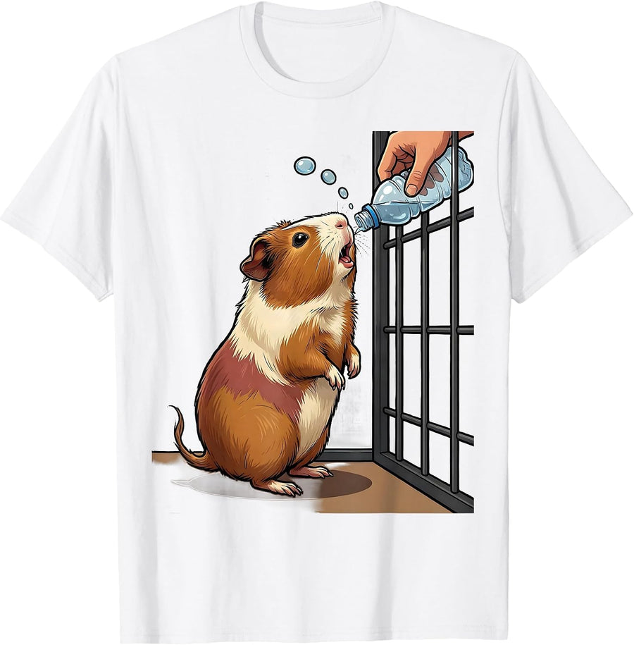 Guinea Pig Cartoon Pet Lover Gift for Owners T-Shirt - White