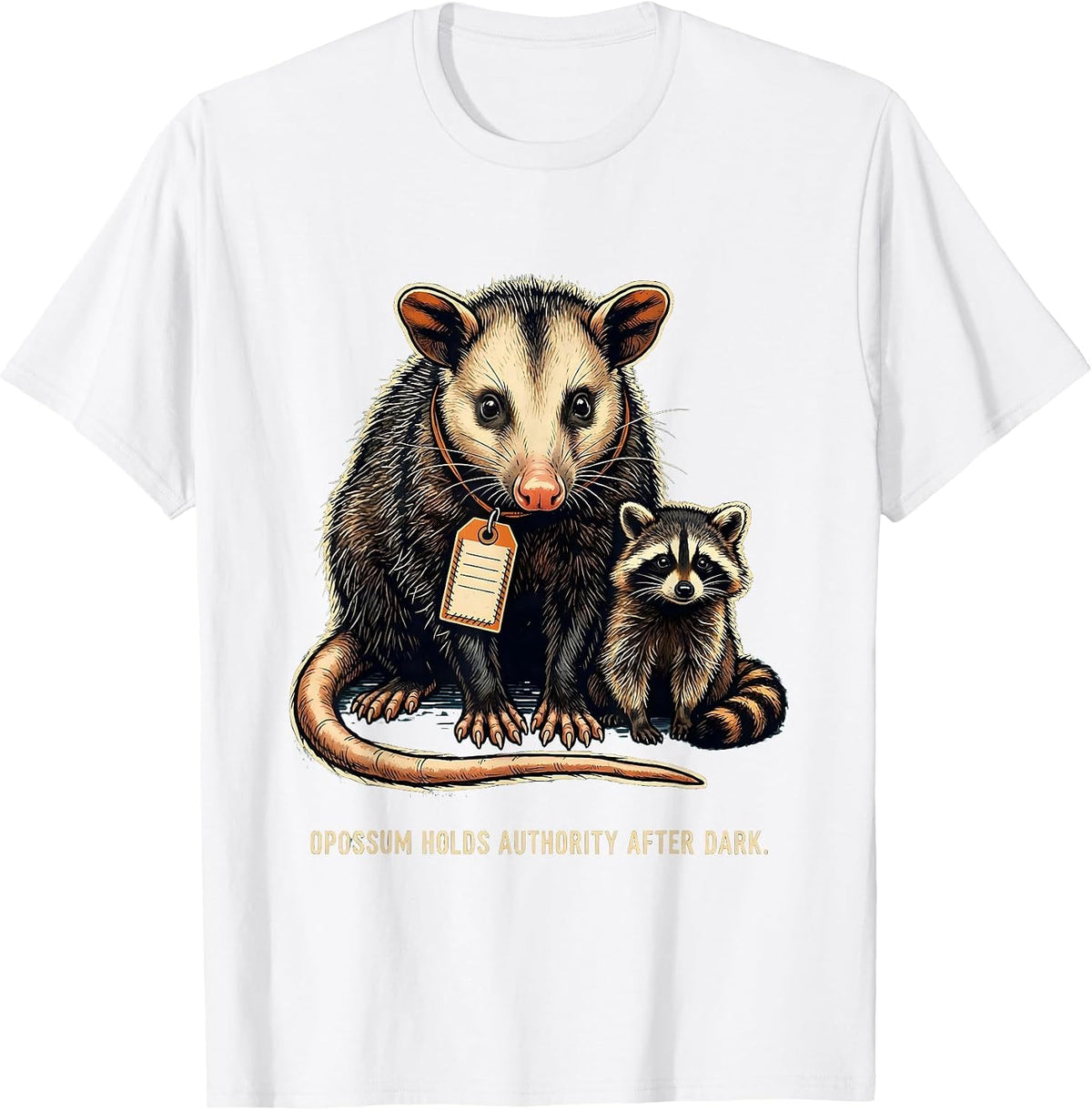 Men's Opossum Holds Authority After Dark Funny Animal Meme Humor T-Shirt - White