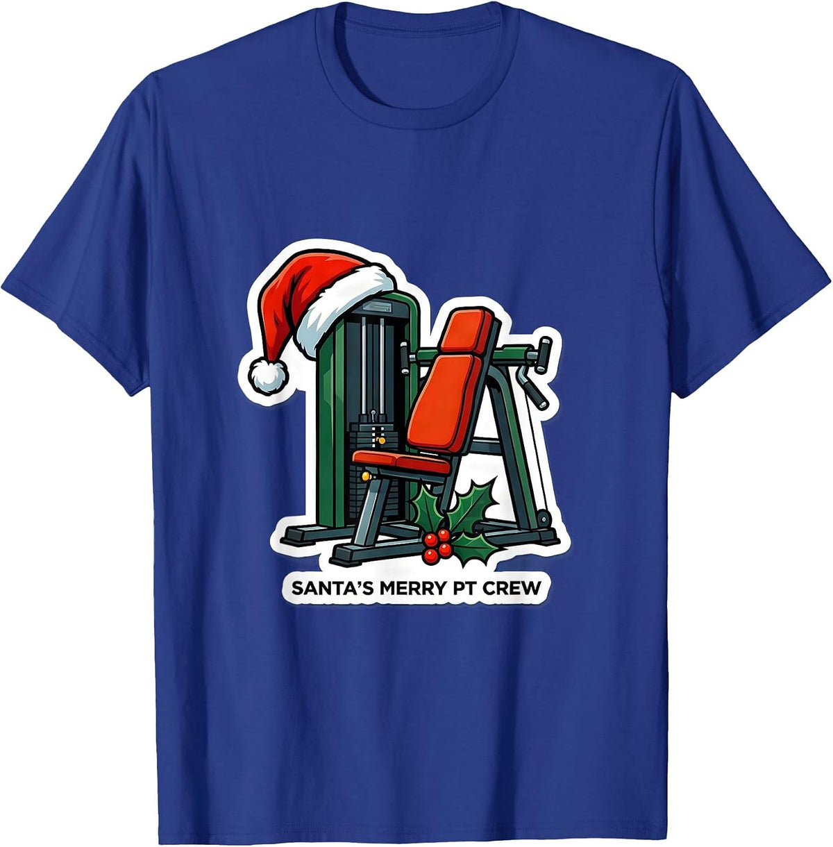 Men's Santa's Merry PT Crew Funny Physical Therapist Christmas T-Shirt - Royal Blue