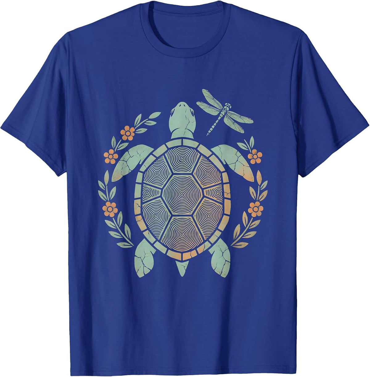 Men's Sea Turtle Tie Dye Spiral Shell Graphic T-Shirt - Royal Blue