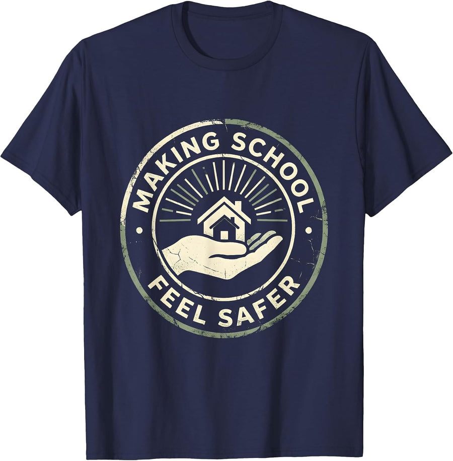 Making School Feel Safer School Psychologist Design T-Shirt - Navy Blue