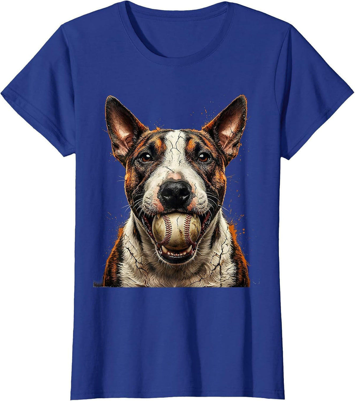 Women's Bull Terrier Baseball Dog Lover Graphic Tee T-Shirt - Royal Blue