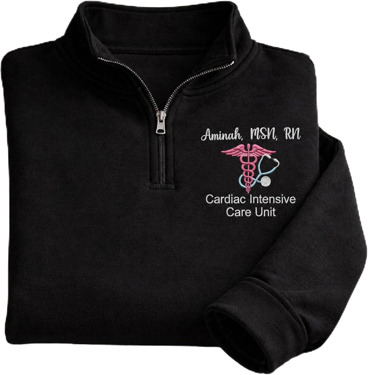 Lovely POD Personalized Embroidered Quarter Zip Sweatshirt, Gift for Nurses, Doctors, Healthy Care, Medical Gifts - Style 20