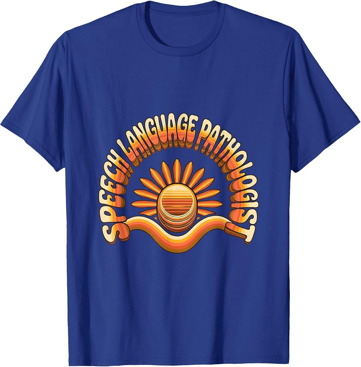 Men's Speech Language Pathologist Retro Groovy SLP Therapist Pride T-Shirt - Royal Blue