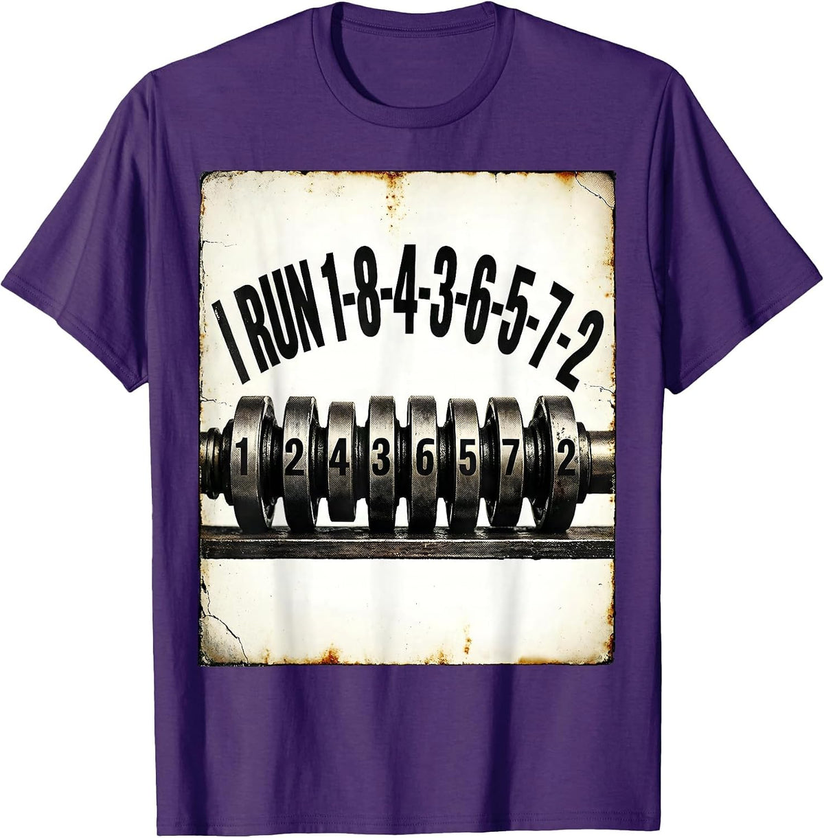 Men's I Run 1-8-4-3-6-5-7-2 Vintage Mechanic Car Engine Humor T-Shirt - Purple