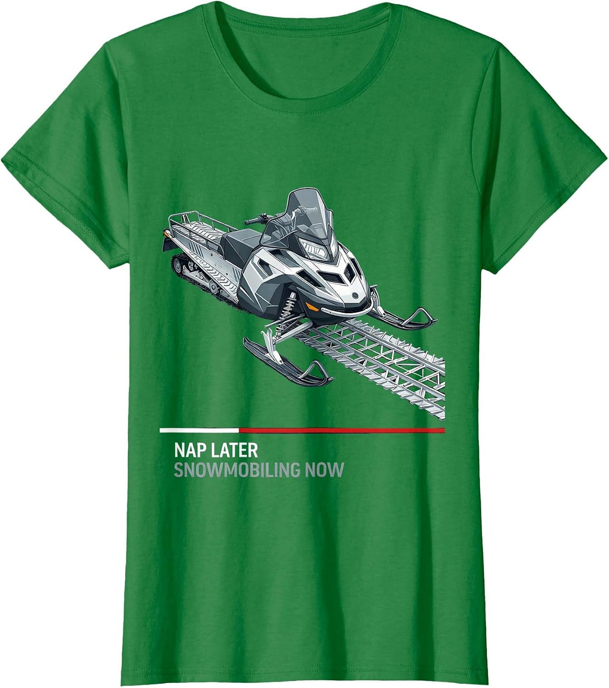 Nap Later, Snowmobiling Now Funny Grandpa Snowmobile Hobby T-Shirt - Kelly Green