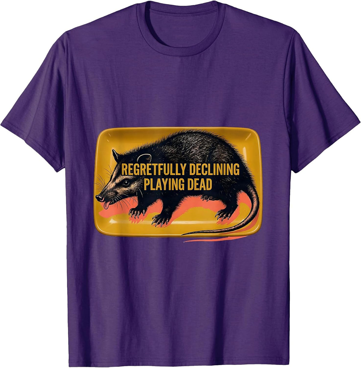Men's Regretfully Declining Playing Dead Funny Opossum Meme T-Shirt - Purple