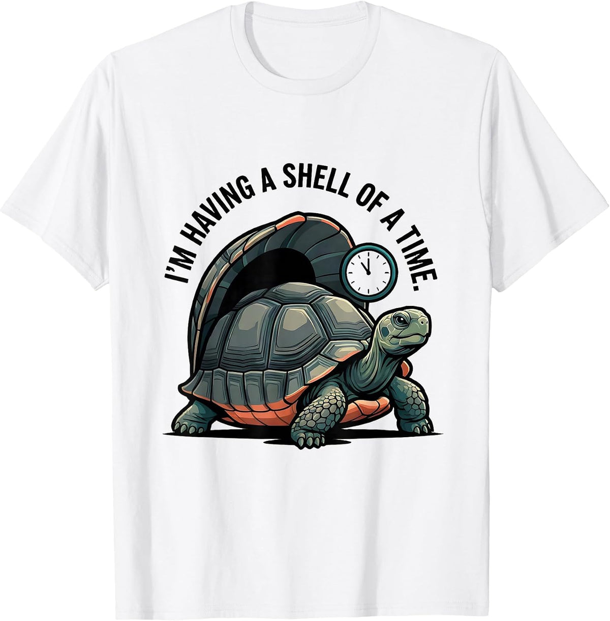 Men's I'm Having A Shell Of A Time Funny Tortoise Lover Pet Humor T-Shirt - White