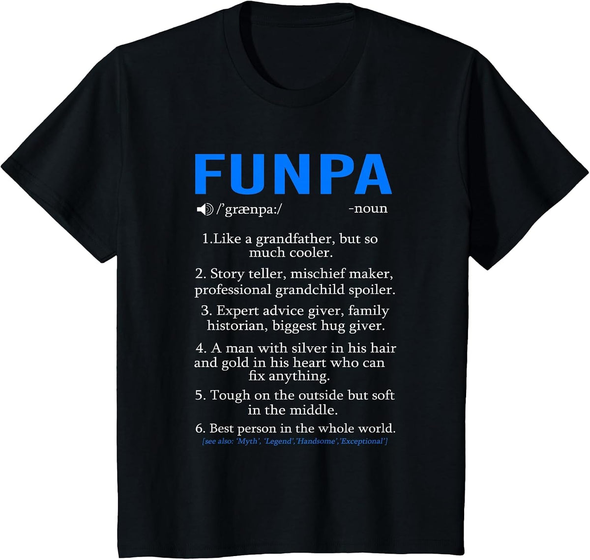 Funpa Definition Shirt Grandpa Fathers Day T-Shirt - Black