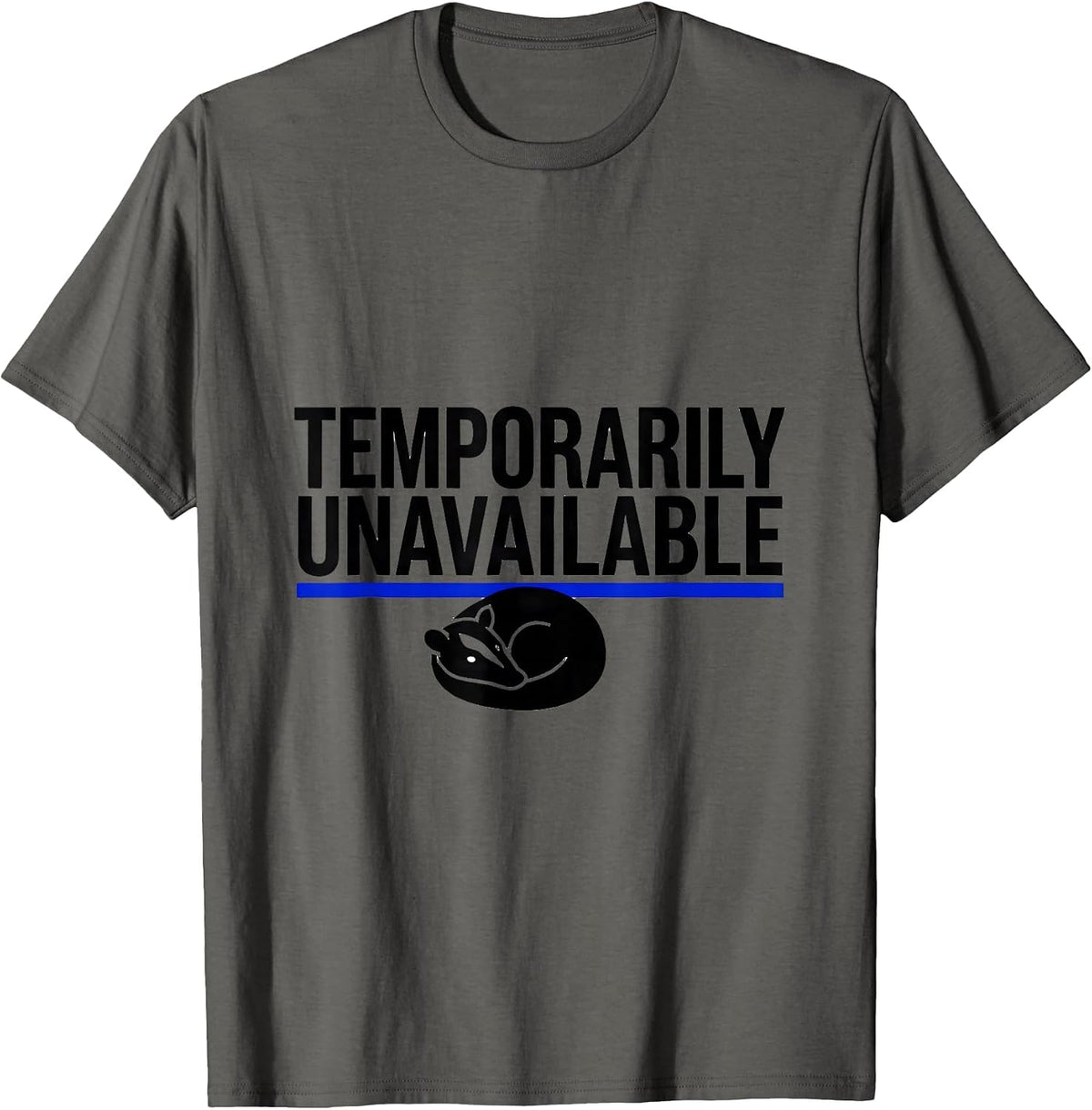 Temporarily Unavailable Funny Opossum Possum Deadpan Absurd T-Shirt - Asphalt Grey