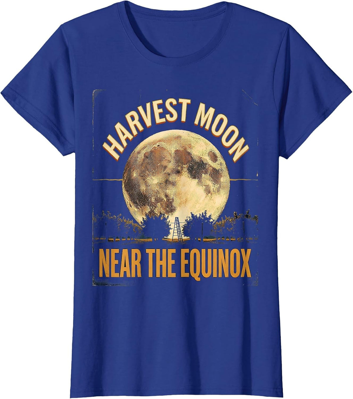 Women's Harvest Moon, Near The Equinox Vintage Astronomy Science T-Shirt - Royal Blue