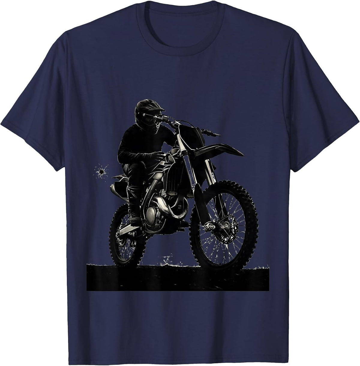 Dirt Bike Rider Silhouette Funny Motocross Biker Gift T-Shirt - Navy Blue