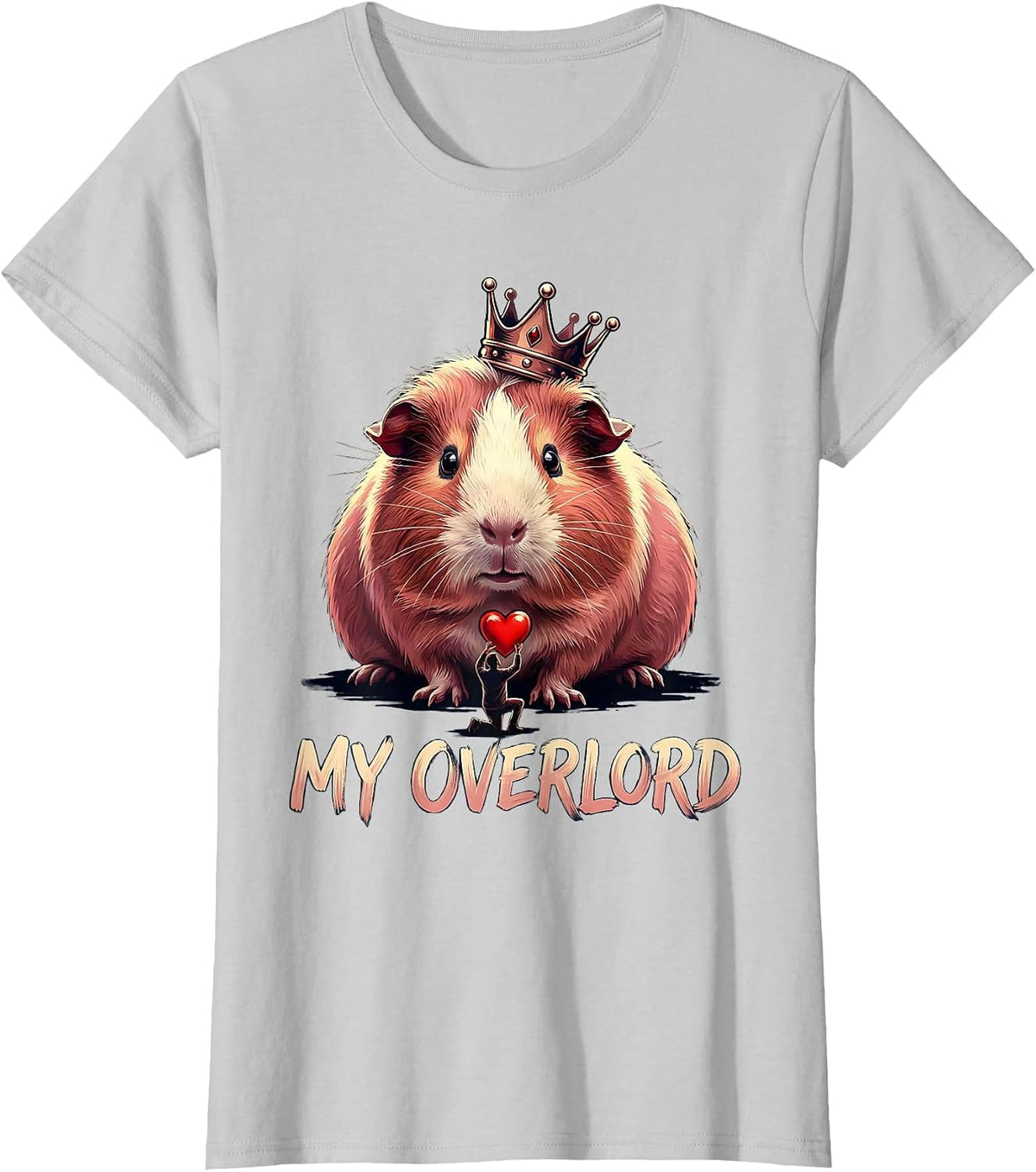 Women's Guinea Pig Crowned Farm Animal Humor Gift T-Shirt - Silver Grey