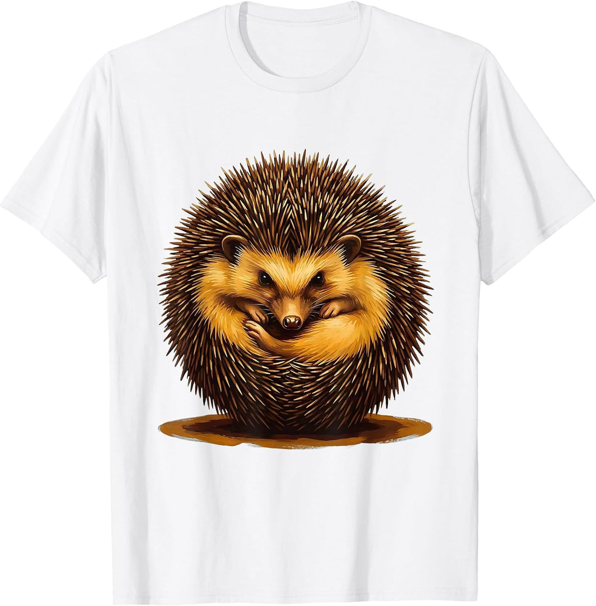 Men's Curled Hedgehog Ball Cute Animal Humor Gift T-Shirt - White