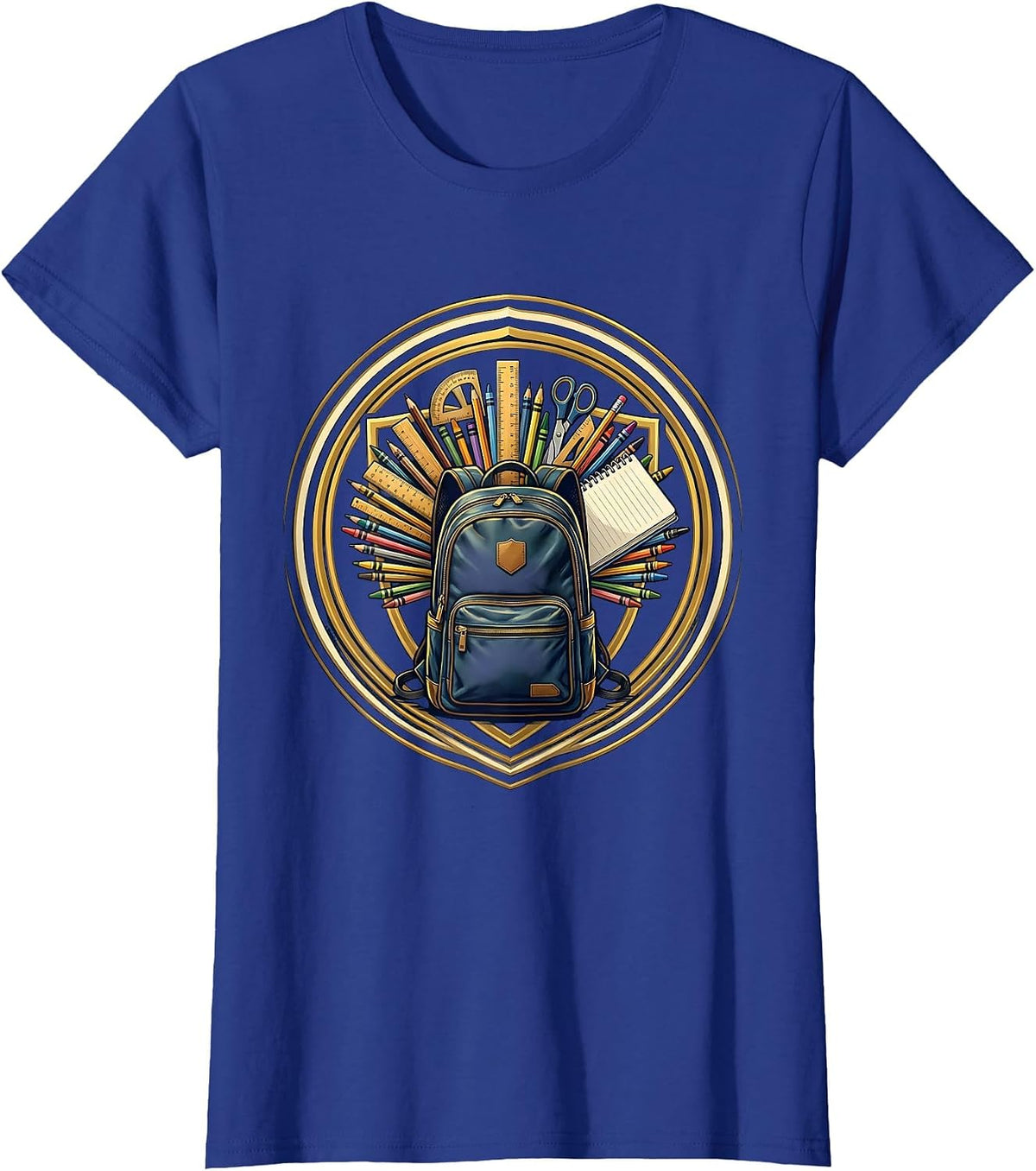 Women's 5th Grade Teacher Backpack School Supplies Graphic T-Shirt - Royal Blue