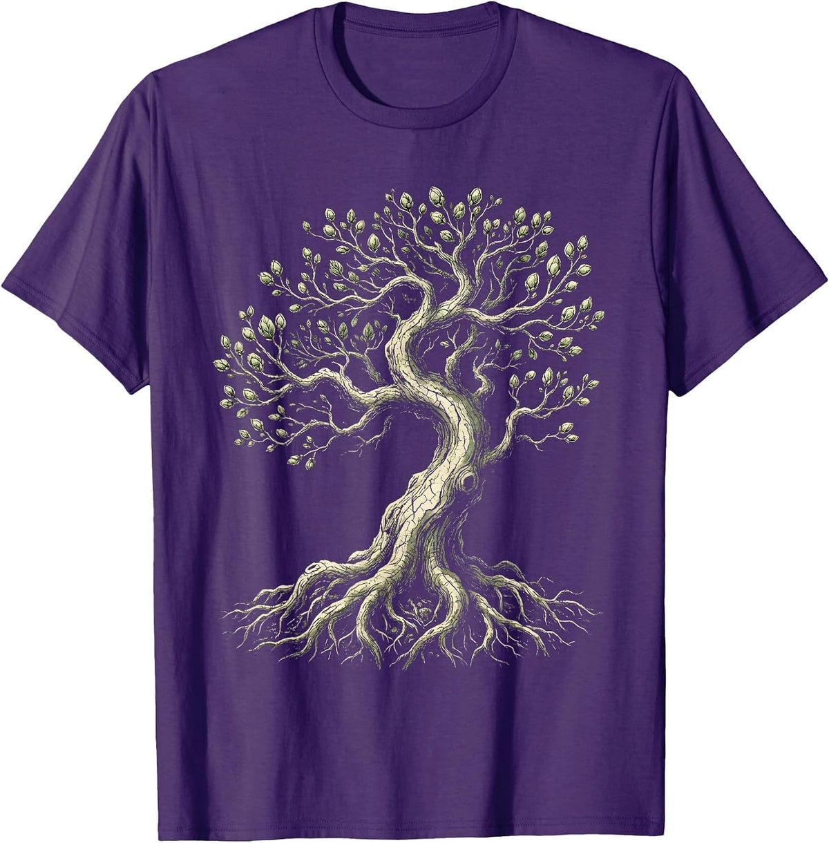 Men's Suicide Awareness Storm-Beaten Tree New Buds Design T-Shirt - Purple