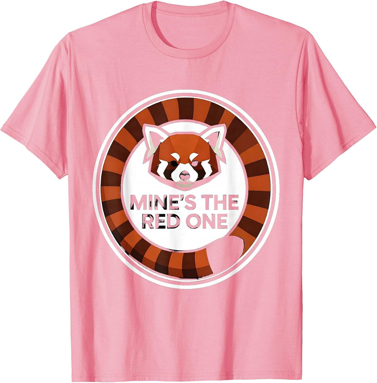 Men's Mine's The Red One Geometric Panda Lover Funny Cute Humor T-Shirt - Pink