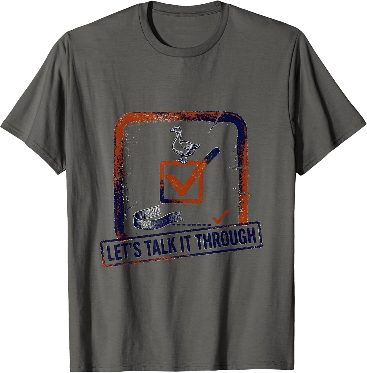 Men's Let's Talk It Through Funny Goose ABA Therapist Therapy T-Shirt - Asphalt Grey