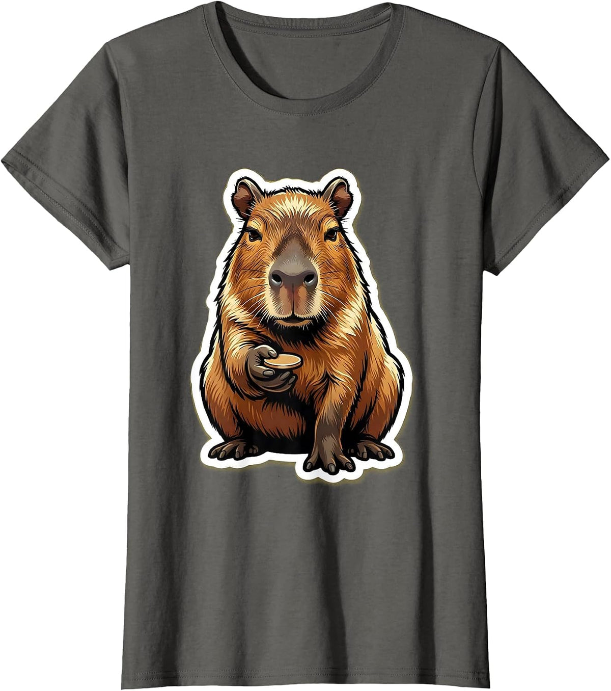 Women's Capybara Meme Animal Humor Funny Video Games T-Shirt - Asphalt Grey