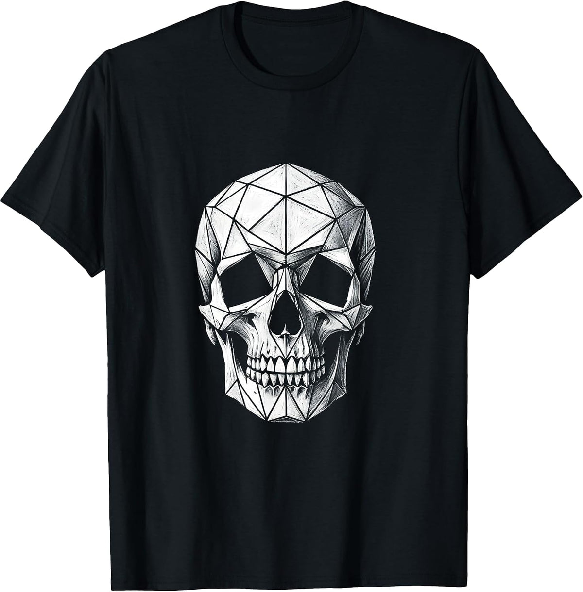 Men's Geometric Skull Math Teacher Triangle Design T-Shirt - Black